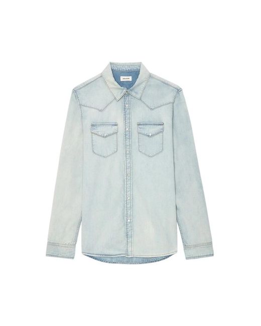 Zadig & Voltaire Blue Denim Shirts for men