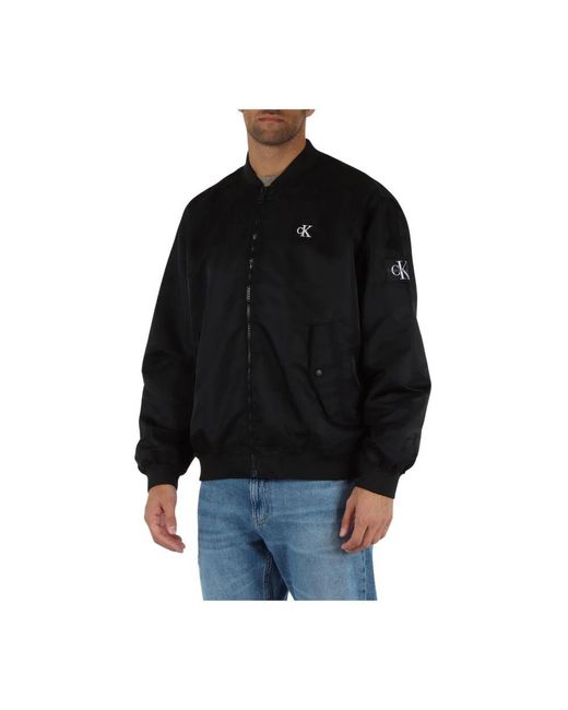 Calvin Klein Bestickte Bomberjacke Mit Frontlogo in Black für Herren