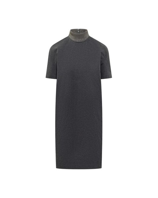 Brunello Cucinelli Kleedjes ,Grijs ,French Terry Jurk in het Black