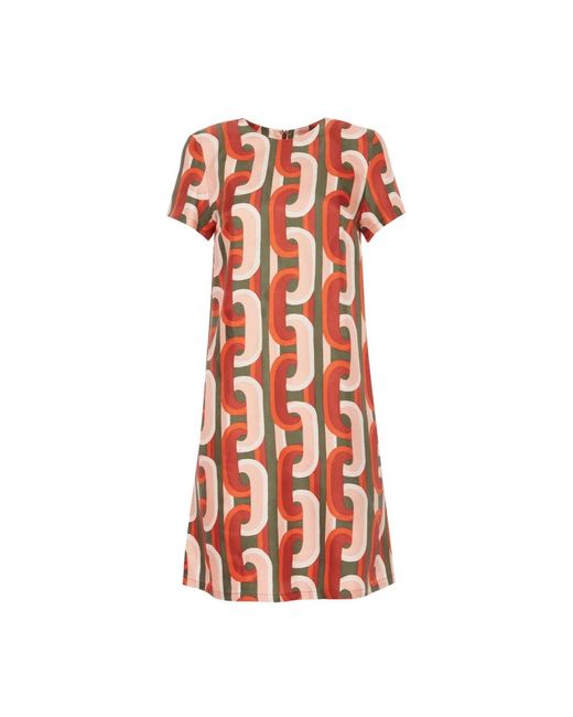 LaDoubleJ Kleedjes ,Veelkleurig ,Mini Swing Jurk in het Orange