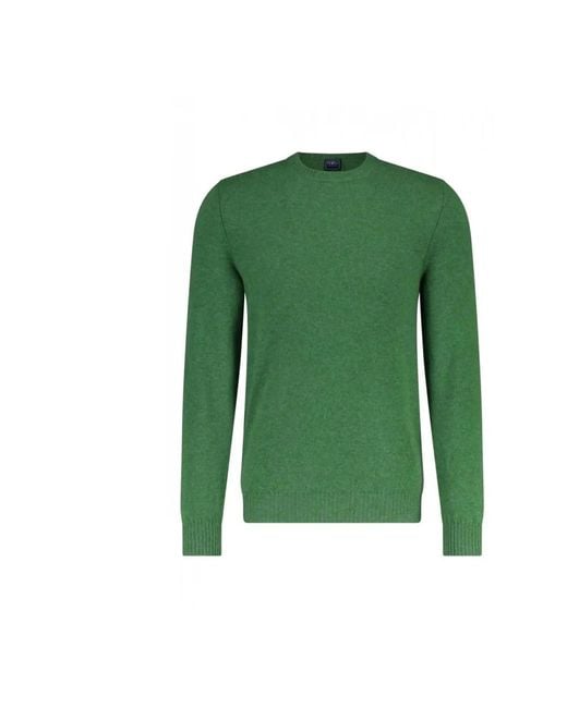 Fedeli Green Round-Neck Knitwear for men