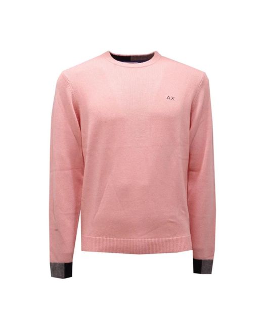 Sun 68 Pink Round-Neck Knitwear for men