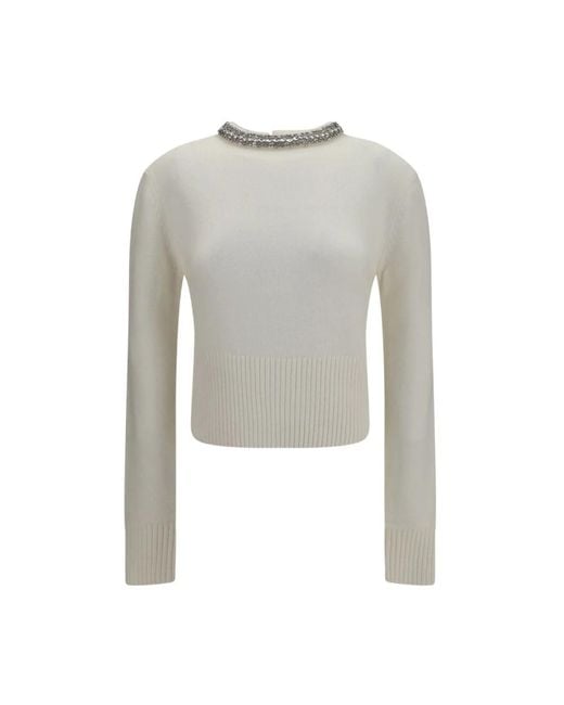 Pinko Gray Round-Neck Knitwear