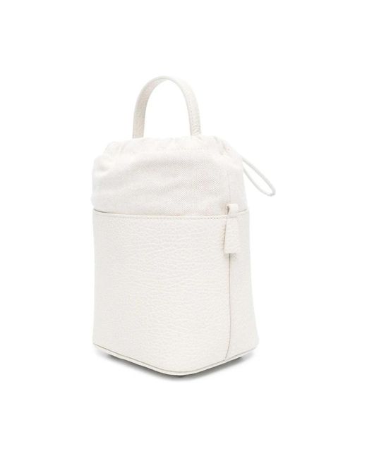 Maison Margiela White Weiße 5ac bucket kleine tasche,mini 5ac eimer tasche mit kordelzug