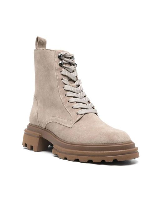 Hogan Gray Lace-Up Boots