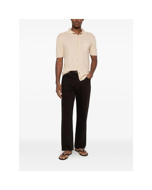 Daniele Fiesoli Natural Short Sleeve Shirts for men