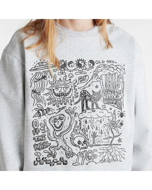 Vans Hoodies & Sweatvesten ,Grijs ,Doodle Crew Neck Sweatshirt in het White voor heren