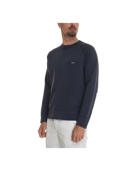 Fay Logo brust sweatshirt einfarbig stone washed in Blue für Herren