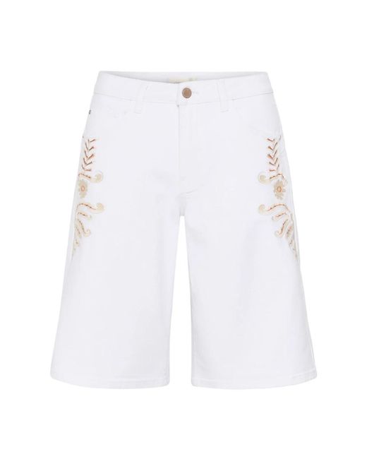 Cream Lange Shorts in het White