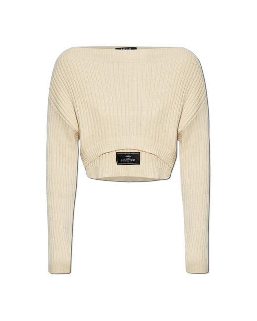 Round-Neck Knitwear Balmain de color Natural