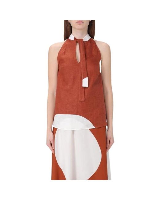Liviana Conti Red Sleeveless Tops