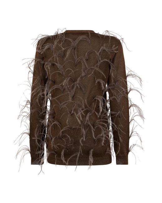 Valentino Garavani Brown Brauner Federdetail Cardigan