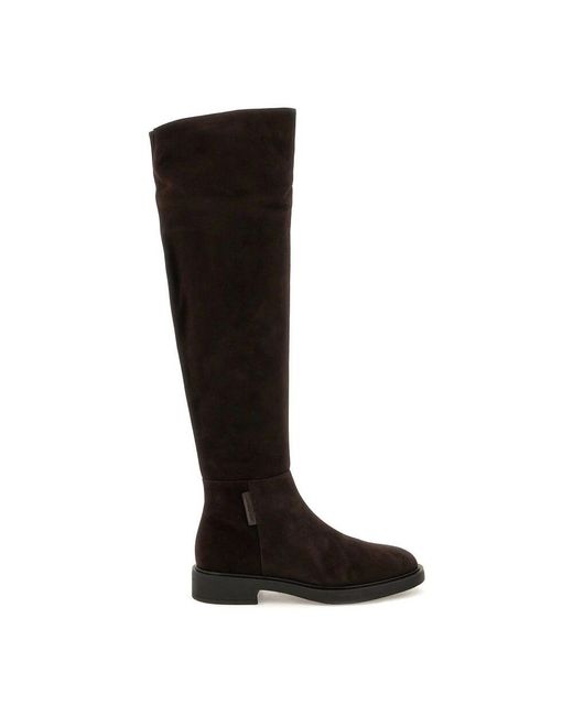 Gianvito Rossi Black Wildleder Leder Runde Zehe Stiefel