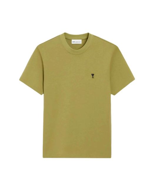 AMI Tops ,Groen ,Katoen De Coeur T-Shirt in het Green voor heren