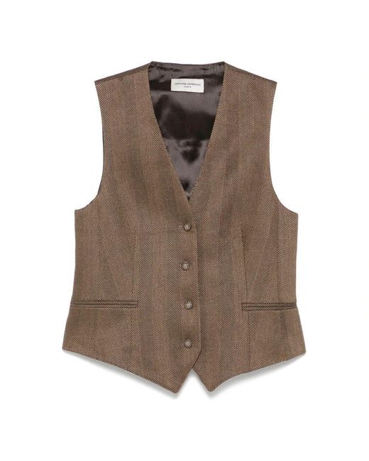 Officine Generale Brown Herringbone Cleo Weste