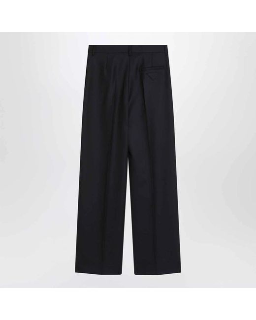Prada High-Waisted Pleated Wide-Leg Broeken in het Black