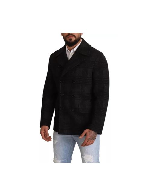 Dolce & Gabbana Black Trench Coats for men