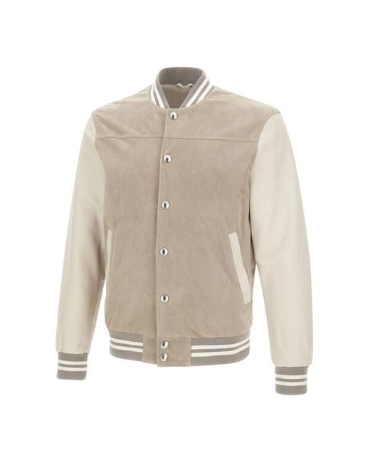 Eleventy Gray Leather Jackets for men