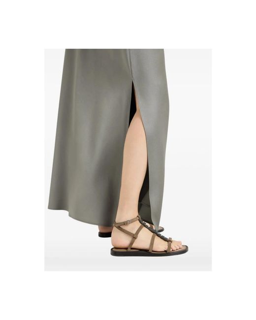 Brunello Cucinelli Midi Rok Met Zijsplit in het Gray