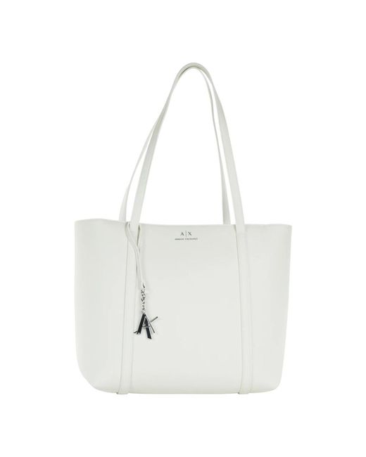 Armani Exchange White Zip shopper tasche stilvolles modell
