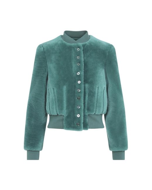 McQueen Cropped Shearling Bomberjack in het Green