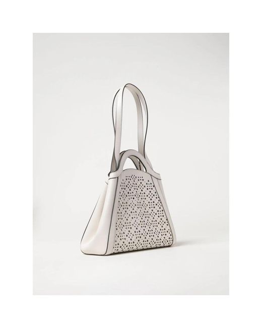 Coccinelle White Perforierte Leder-Tote-Tasche