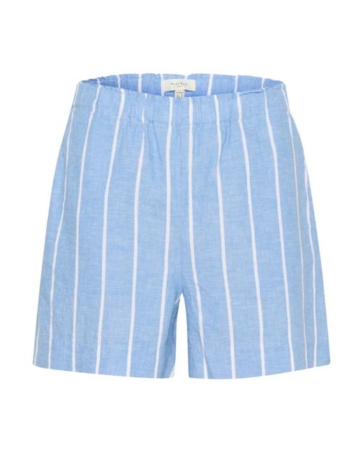 Part Two Korte Broeken ,Blauw ,Katoen Blauw En Wit Gestreepte Shorts in het Blue