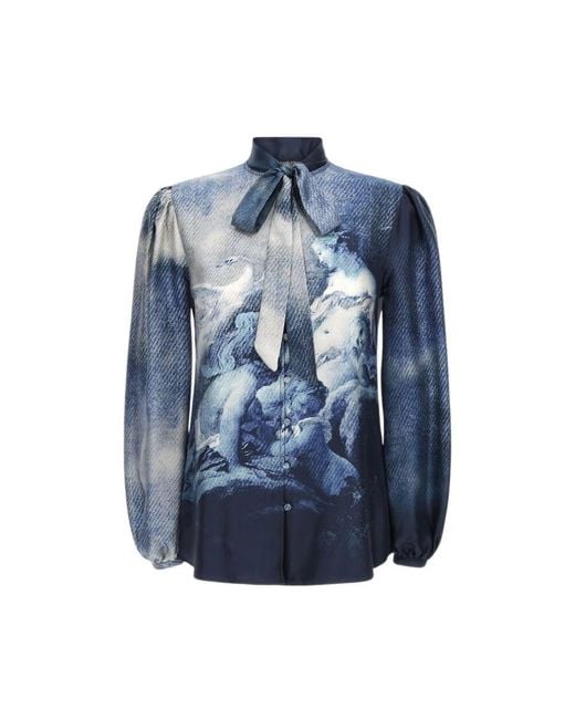 Roberto Cavalli Blue Dunkelblaue Seidenbluse Hergestellt