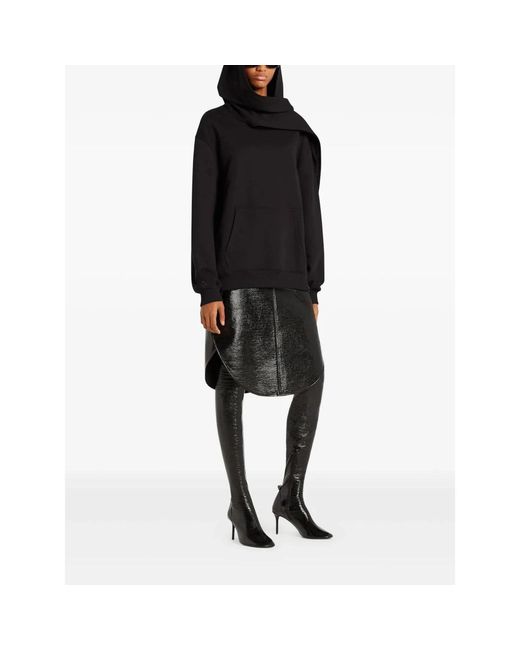 Courreges Black Scarf Embroidered Hoodie