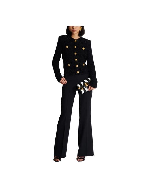 Balmain Truien & Vesten ,Zwart ,Tweed Knopen Tweed Jas in het Black