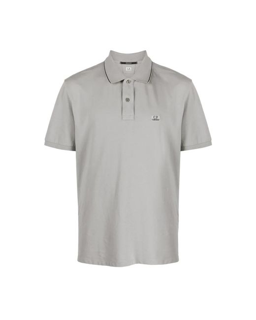 C P Company Logo patch pique polo shirt in Gray für Herren