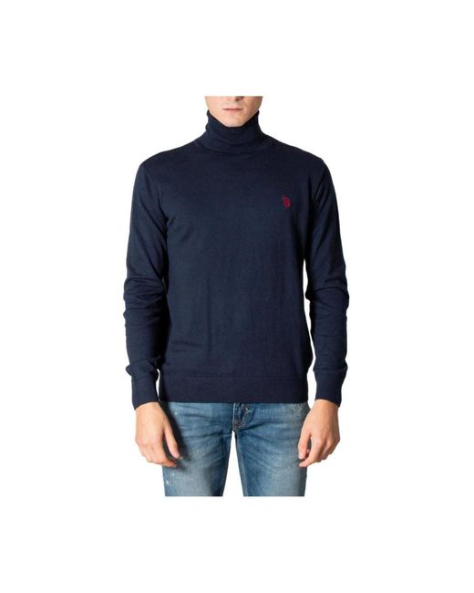 U.S. POLO ASSN. U. Polo Assn. ,Truien & Vesten ,Blauw ,Katoen Blauwe Turtleneck Sweater Classic Fit in het Blue voor heren