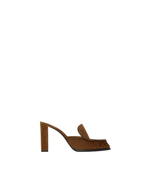 Saint Laurent Brown Heeled Mules