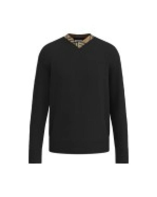 Burberry Black V-Neck Knitwear for men
