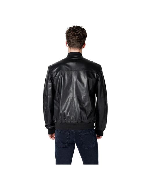 Peuterey Black Leather Jackets for men