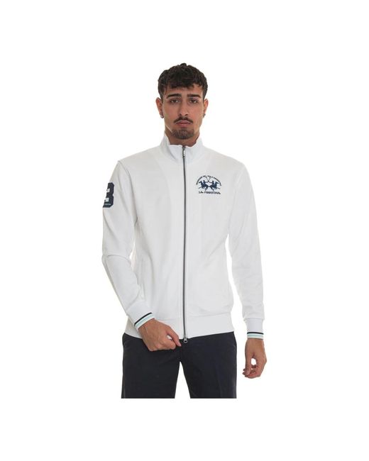 Stitched logo zip sweatshirt di La Martina in White da Uomo