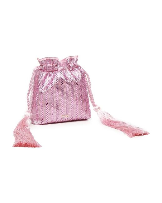 V73 Pink Lila Satin Mini Tasche Mit Steinen