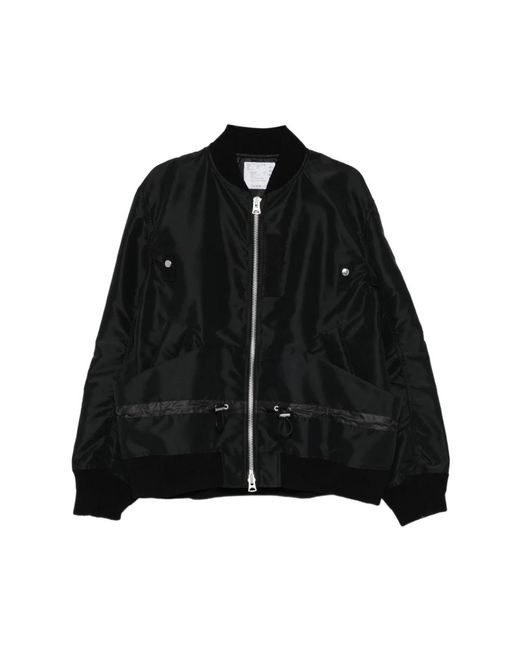 Sacai Black Bomber Jackets for men