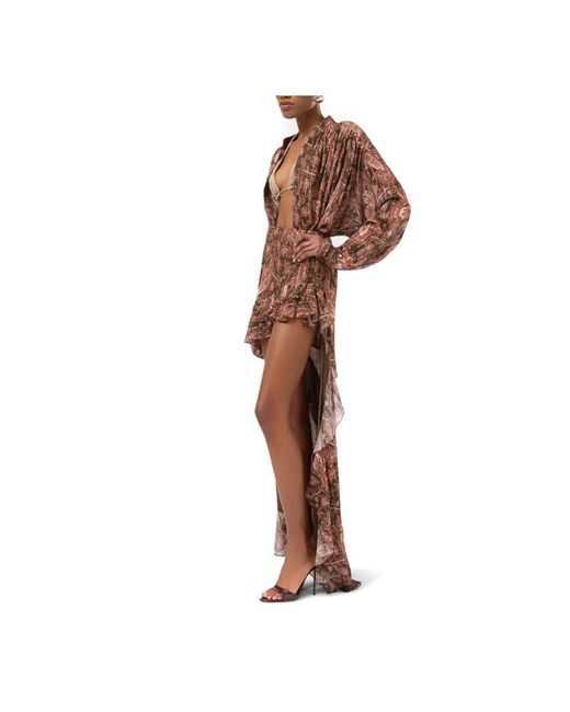 ANDAMANE Camelia Cascade Maxi Rok in het Brown