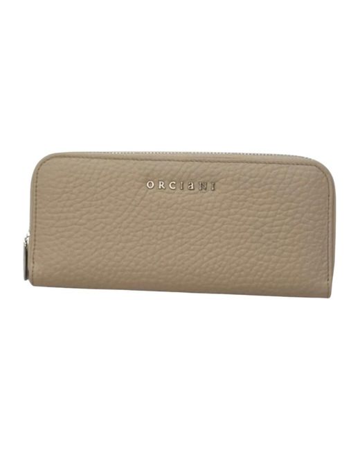Orciani Brown Zip Around Slim Wallet
