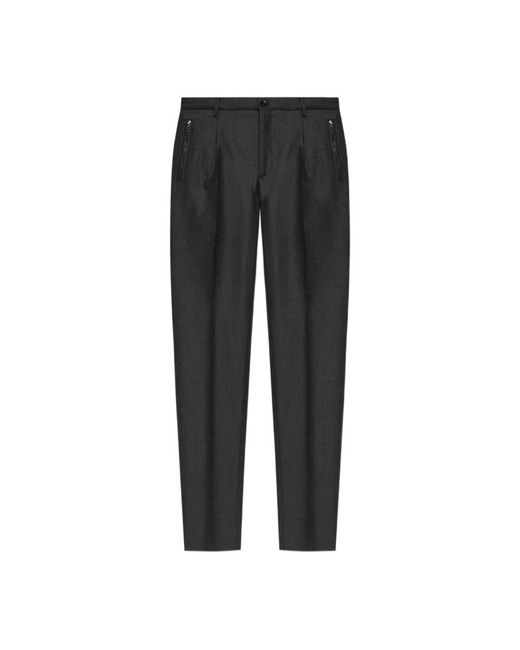 Etro Pleated Wool Broeken in het Black voor heren