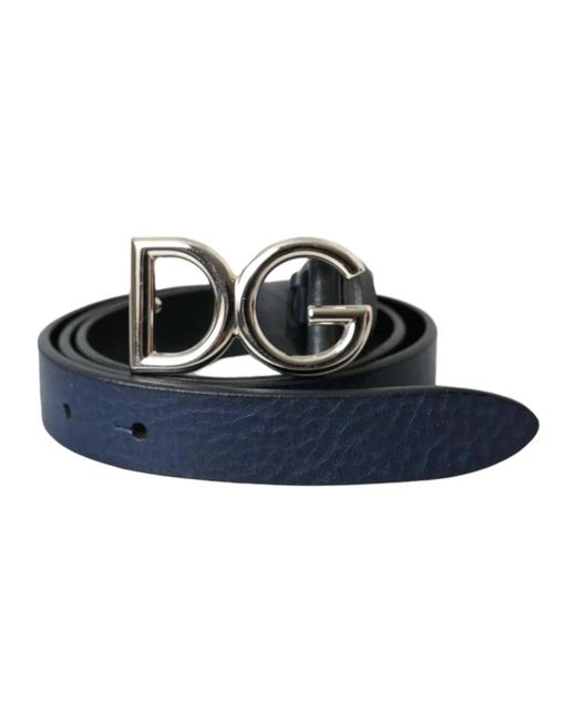 Dolce & Gabbana Blauer leder-logo-gürtel in Blue für Herren