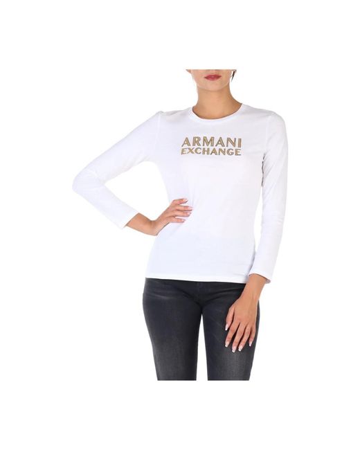 Armani Exchange White Long Sleeve Tops