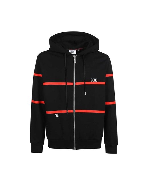 Gcds Hoodies & Sweatvesten ,Zwart ,Katoen Logo Detail Katoenen Full-Zip Sweatshirt in het Black voor heren