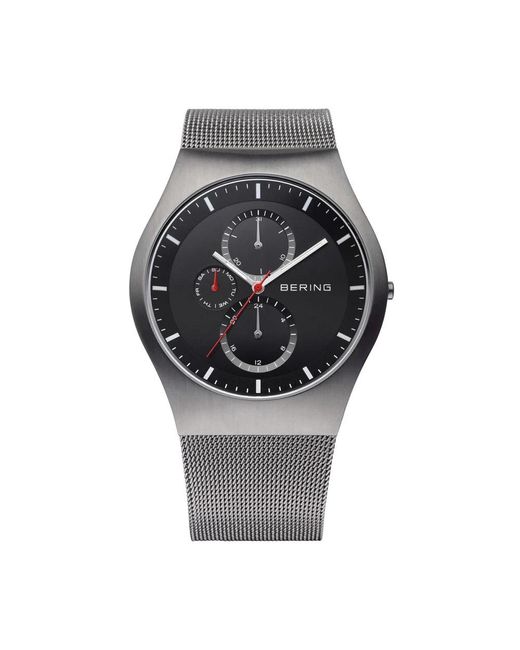 Bering Accessoires ,Grijs ,Herenhorloge Classic 42 Mm Milanese Armband 11942-372 in het Gray voor heren