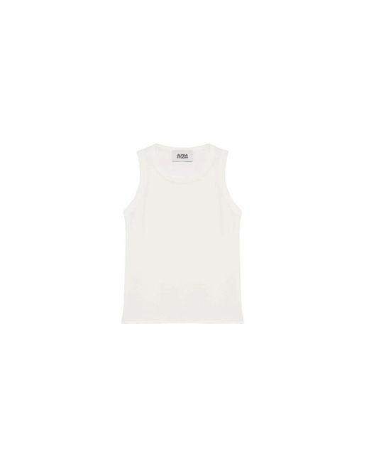 Alpha Studio Ribgebreide Top in het White