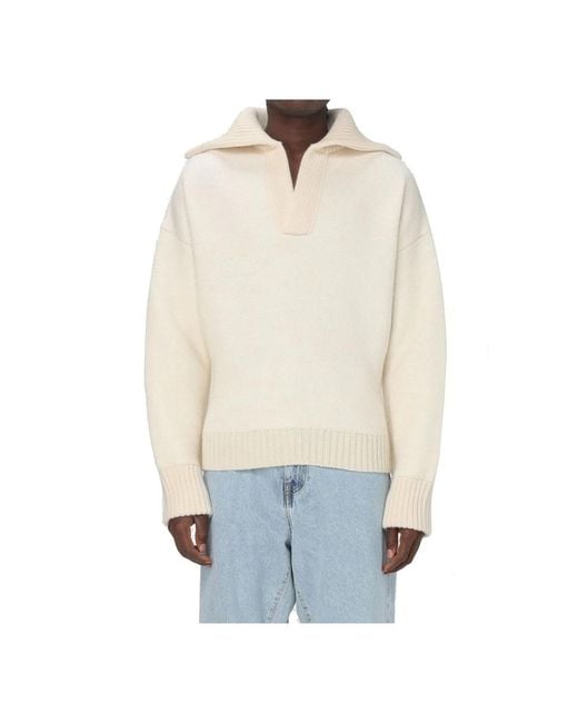 V-Neck Knitwear di Bottega Veneta in White da Uomo