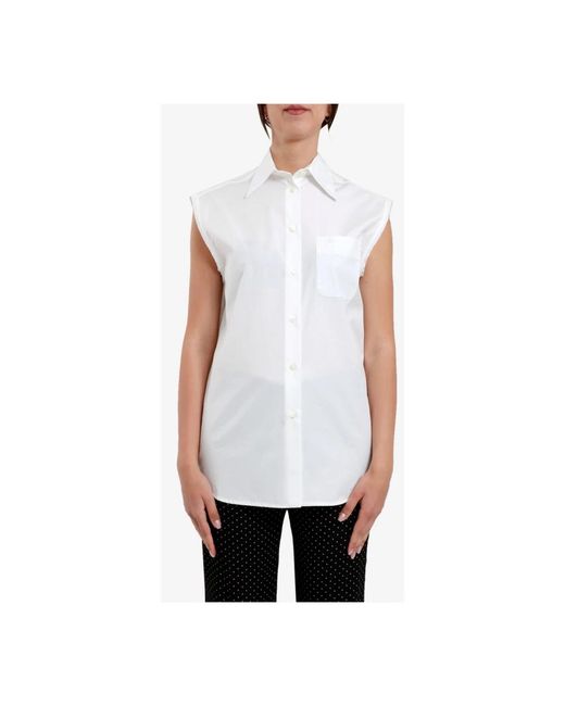 N°21 Overhemden ,Wit ,Katoen Witte Mouwloze Kraag Shirt in het White