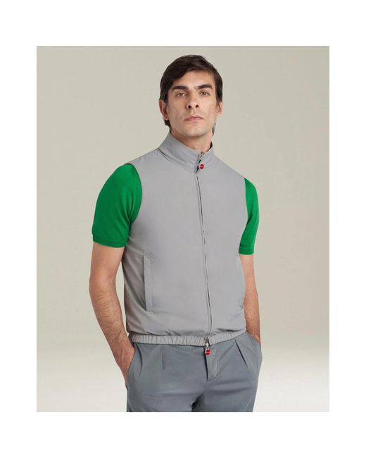 Kiton Jassen ,Grijs ,Kasjmier Omkeerbaar Zijden Gilet Jas in het Gray voor heren
