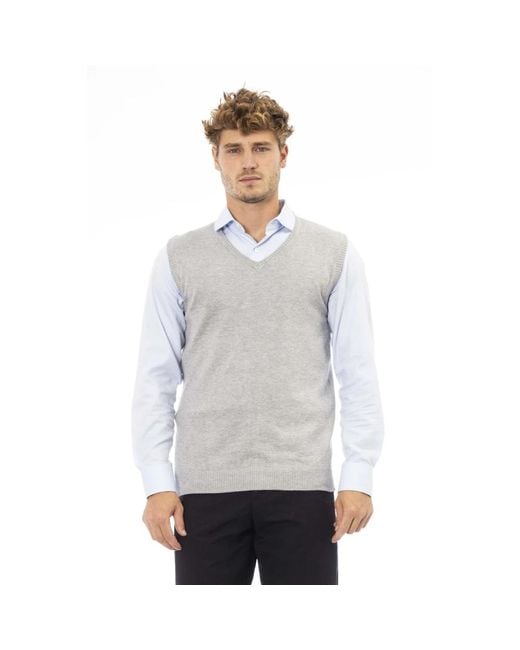 Alpha Studio Sleeveless Knitwear in het Gray voor heren